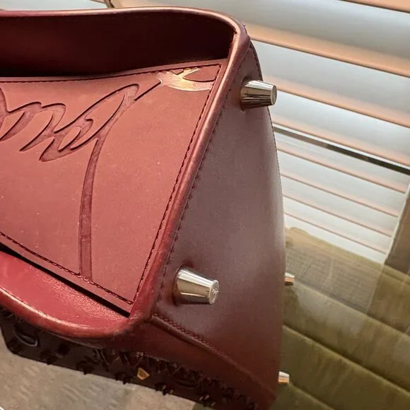 Christian Louboutin Paloma Studded Medium Bag Bordeaux Excellent Condition - Picture 8 of 14